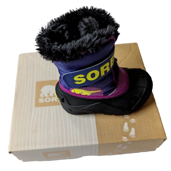 Sorel Toddler Boys Girls COMMANDER Snow Boot Winter Plush Furry Bright P… - Picture 1 of 12